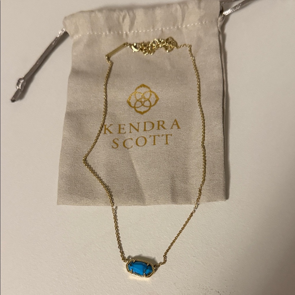 Kendra Scott Gold Elsa Necklace with Turquoise Stone